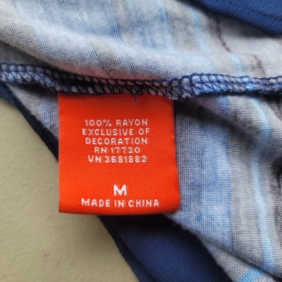 Kirna Zabete for Target Medieval Blue Print Dress Stretch Midi Knit V-Neck M - Picture 11 of 11